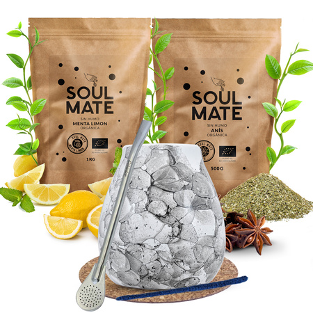 Yerba Mate készlet Soul Mate Organica 2x500g 1kg Mate Tökre + Bombilla