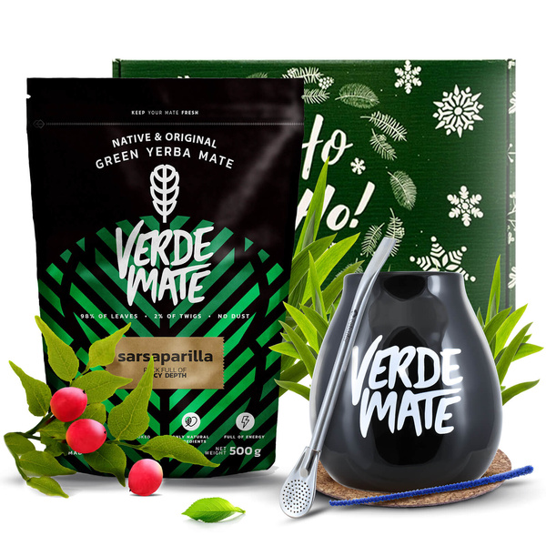 Ajándékkészlet Yerba Mate Verde Mate Sarsaparilla 0,5kg