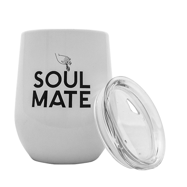 TermoLid – hőszigetelt yerba mate bögre fedéllel – Soul Mate (fehér) – 350 ml