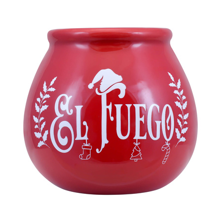 Kerámia mate tökre El Fuego logóval - Christmas Edition (piros) 300 ml