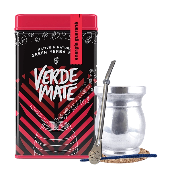 Set Yerbera Verde Mate Energia Guarana 0.5kg Palo Santo Mate Energia 0.5kg Palo Santo