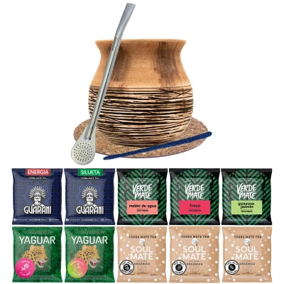 Set Mate Cup Gourd Yerba Verde Mate Zöld 10x50