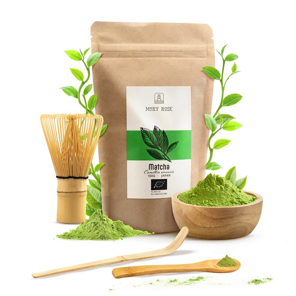 Kész: Matcha BIO 100g + Chasen és Chashaku