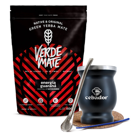 Yerba Mate készlet Verde Mate Energia Guarana 500g TermoMate + Bombilla