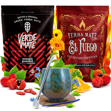 Yerba Mate készlet Verde Mate El Fuego Energia 2x500g + kiegészítők